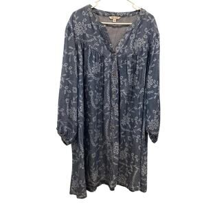 The Pioneer Woman Women Denim Peasant Shirt Dress Plus Size 3X Blue Boho Country
